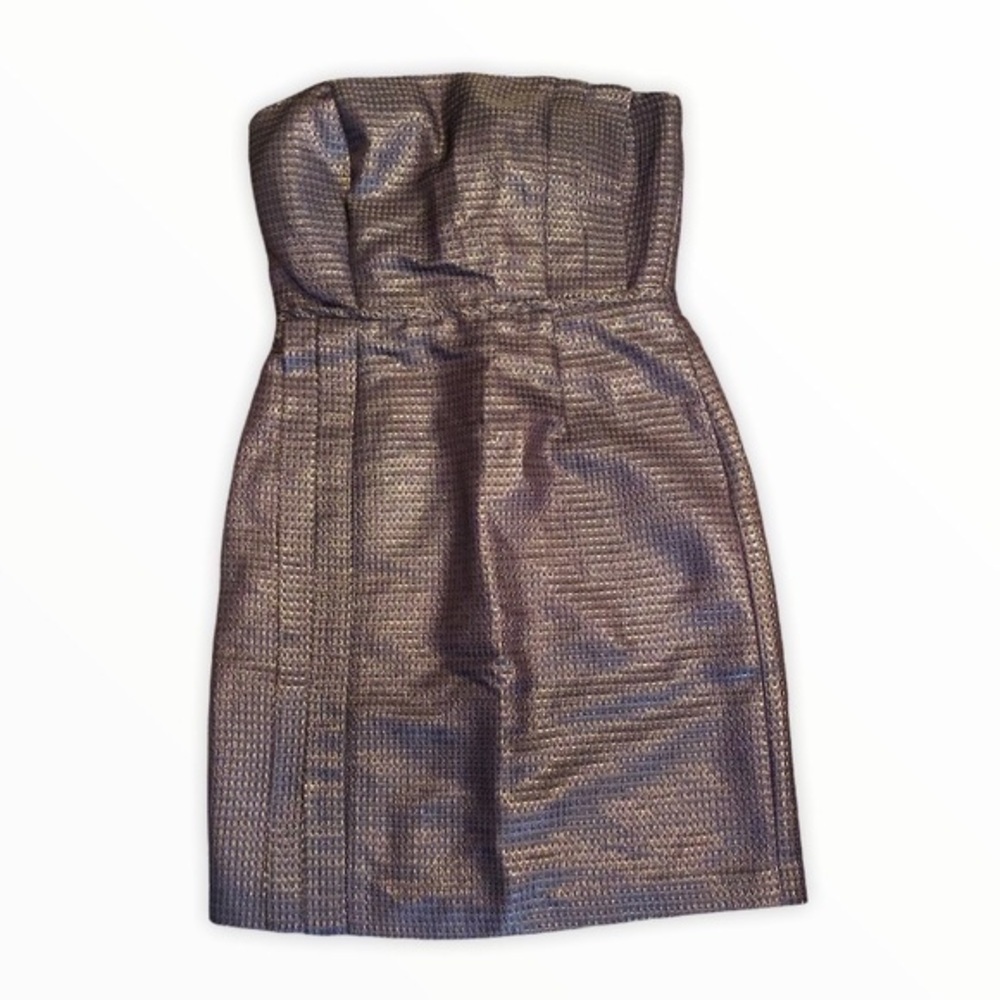 Max & Cleo gold halter semi formal dress